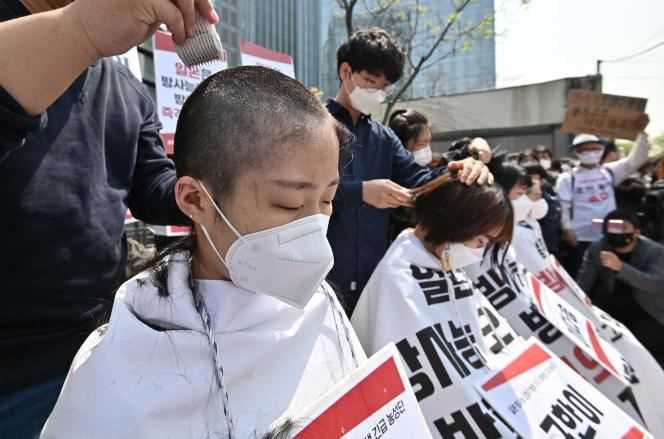 Demonstration against the decision to discharge treated water from the Fukushima Dai-ichi nuclear power plant in Seoul into the Pacific on April 20.
