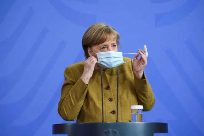 Angela Merkel, in Berlin (Germany), April 13, 2021.