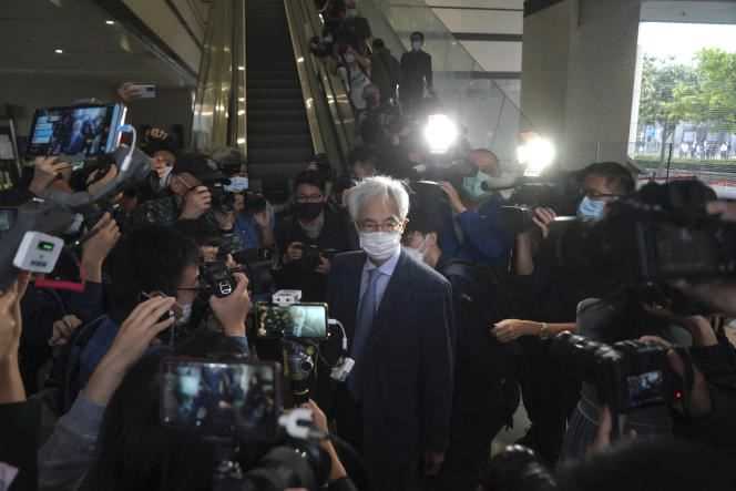 Lawyer Martin Lee, founder of the Democratic Party, just before his sentencing, in court in Hong Kong on April 16.