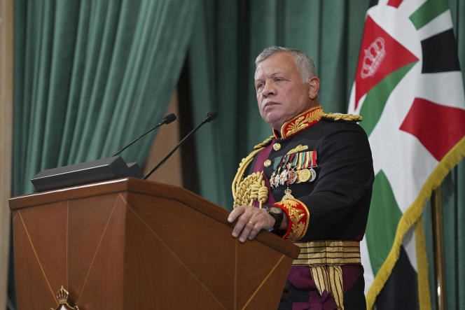 King Abdullah during the inaugural speech of parliament on December 10, 2020, in Amman.
