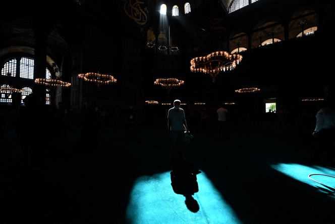 Inside the Hagia Sophia Grand Mosque, Istanbul, July 24, 2020.