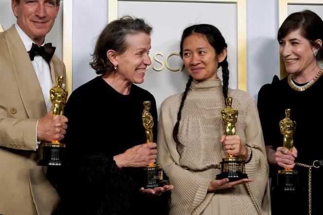 Peter Spears, Frances McDormand, Chloé Zhao and Mollye Asher, awarded for 