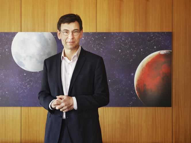 Philippe Baptiste, new president of the National Center for Space Studies, in his office in Paris on April 20.