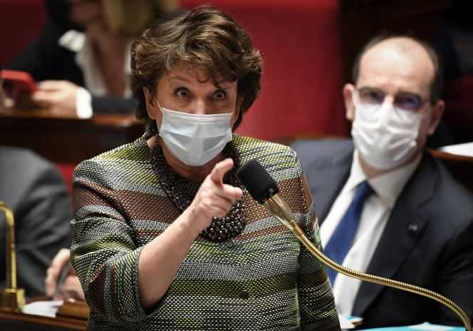 Roselyne Bachelot, Minister of Culture, indicated on Twitter that she would be able to defend the bill against audiovisual piracy in Parliament.  Here on March 16, 2021, at the National Assembly, in Paris, during a questioning session to the government.