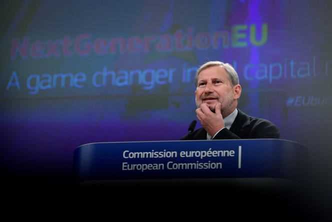 European Budget Commissioner Johannes Hahn in Brussels on April 14, 2021.