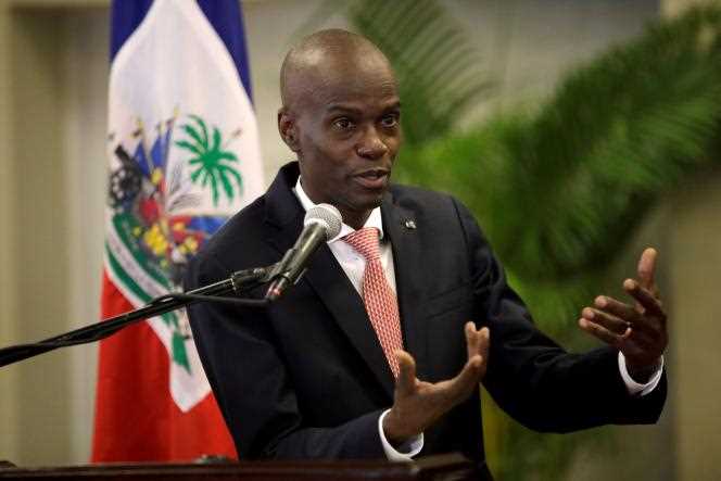 Haitian President Jovenel Moïse at a press conference in Port-au-Prince in March 2020.