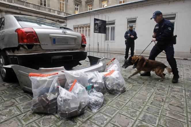 Police presentation of a seizure of 63 kilos of marijuana, during a press conference in Paris, January 15, 2020.