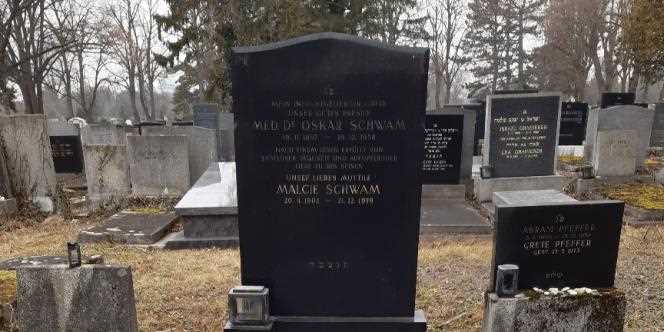 The grave of Malcia and Oskar Schwam, in the Jewish cemetery in Vienna.