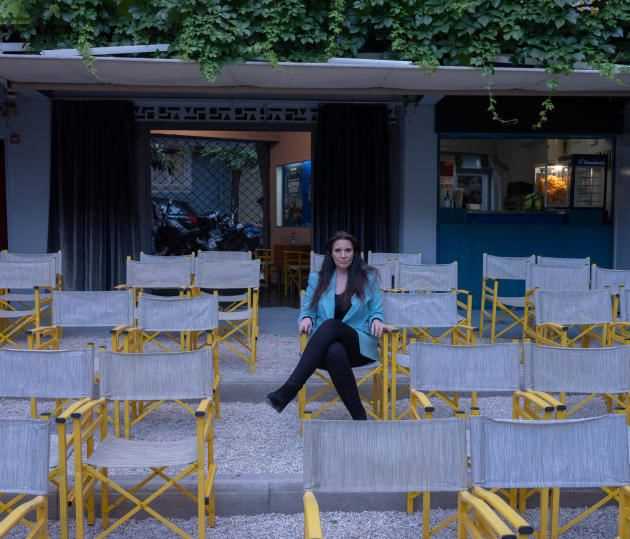 Peggy Rigga, owner of three open-air cinemas in Athens, including Athinaia, on May 21, 2021.