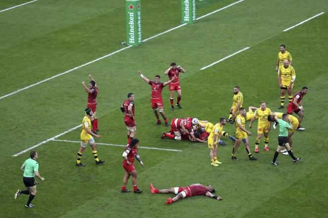 The deliverance of Toulouse, winners of La Rochelle in the European Rugby Cup final, Saturday May 22 in Twickenham (London).