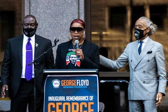 George Floyd's sister Bridgett at the rally to commemorate her brother's memory on May 23, 2021, in Minneapolis.