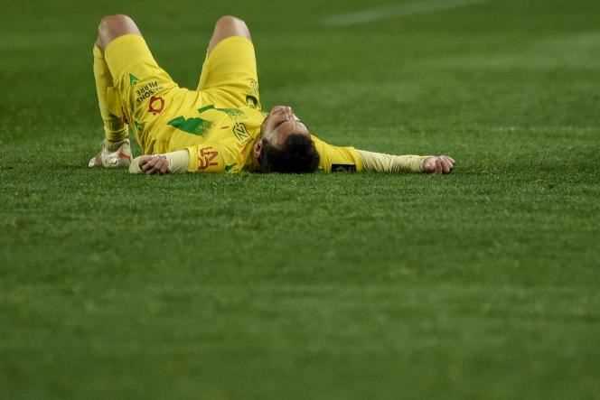 Nantes' Pedro Chirivella was shot after the home defeat against Montpellier, which sent the FCN into play-offs, on May 23, 2021.