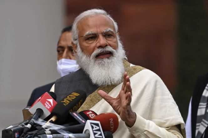 Indian Prime Minister Narendra Modi in New Delhi on January 29, 2021.