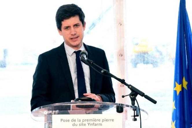 Julien Denormandie, the Minister of Agriculture, during the inauguration of the construction of the YnFarm insect farm, in Poulainville (Somme), on May 6, 2021.