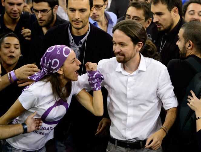 Pablo Iglesias, then leader of the young radical left formation Podemos, on October 18, 2014, during a meeting in Madrid.