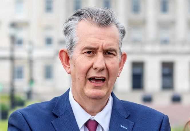 Edwin Poots, the new leader of the Democratic Unionist Party (DUP), the main Unionist party in Northern Ireland, at a press conference in Belfast on May 14, 2021.