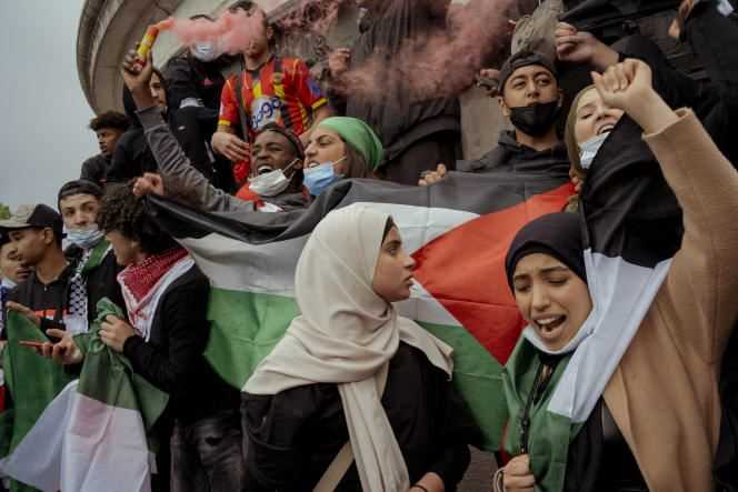 Demonstration in support of the Palestinians, Place de la République in Paris on May 22, 2021.