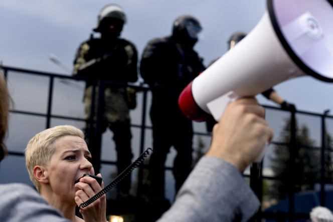 Maria Kolesnikova during a demonstration against the results of the presidential election on August 30, 2020.