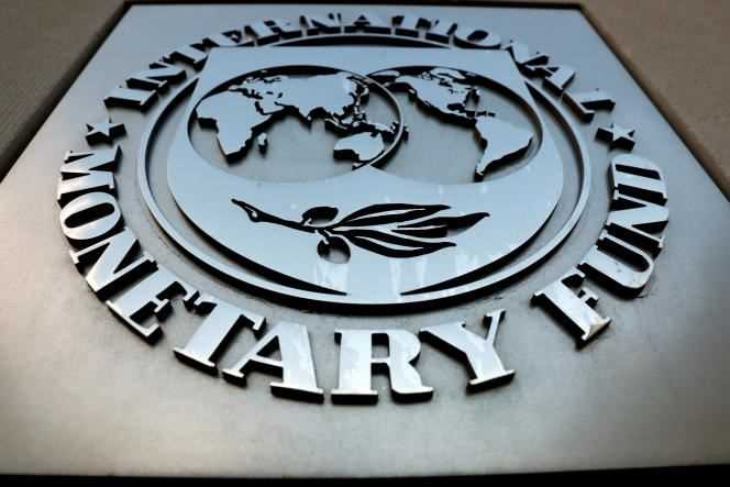 The logo of the International Monetary Fund (IMF) outside the headquarters in Washington.