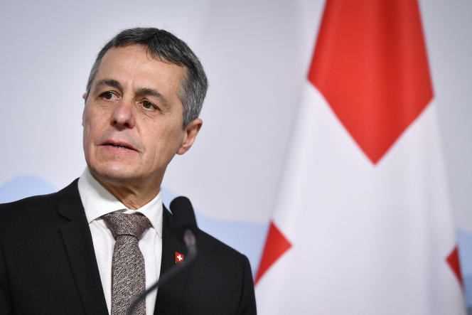 Swiss Foreign Minister Ignazio Cassis in Lugano on April 16, 2021.