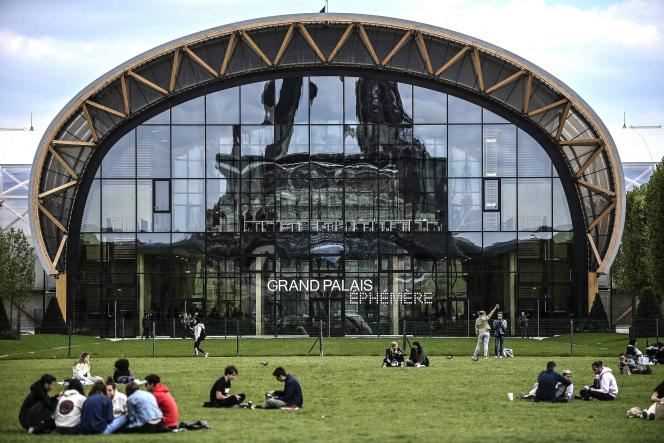 The ephemeral Grand Palais, installed on the Champ-de-Mars, in Paris, on May 3, 2021.