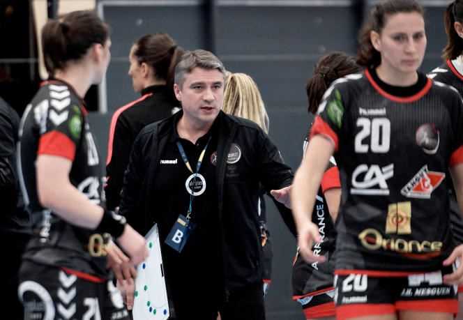 Laurent Bezeau during a meeting between Brest Bretagne Handball and Odense HC, in Odense, Denmark, January 26, 2019.
