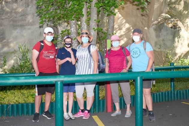 Eddy, Céline and all their family in the queue for an attraction at Parc Astérix, in Plailly (Oise), on June 9, 2021.