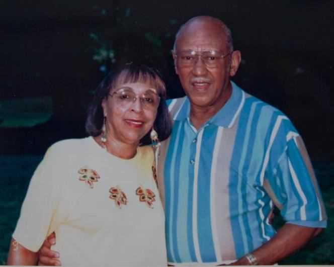 Waverly Woodson and his wife Joann, circa 1994, when he received the commemorative medal awarded by France.