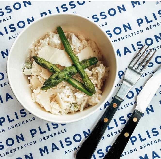 Ristotto with asparagus, parmesan and arborio rice.