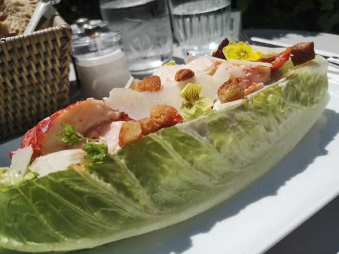 Caesar salad with lobster.