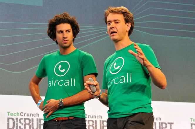 Jonathan Anguelov, pictured left, co-founder of Aircall, at a meeting of the start-up on September 21, 2015, in San Francisco.