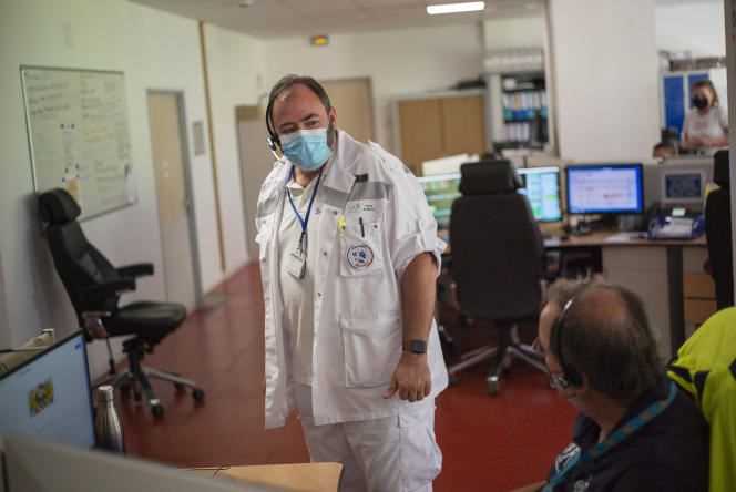 François Braun, director of SAMU 57 and head of the emergency department of Metz-Thionville CHR, in the SAMU 57 call reception and regulation center, on June 11, 2021.