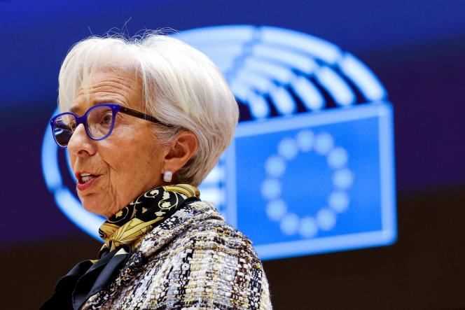 The President of the European Central Bank, Christine Lagarde, at the European Parliament in Brussels, February 8, 2021.