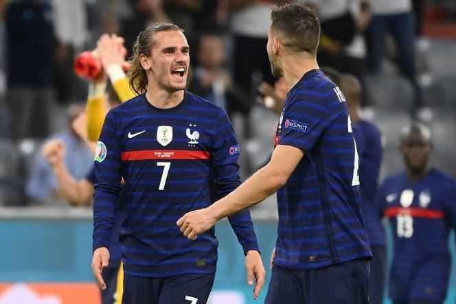 Antoine Griezmann and Lucas Hernandez savor the victory of the France team against Germany on June 15, 2021, in Munich.