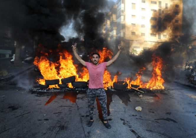 In this country mired in an unprecedented crisis, angry protesters blocked roads and set tires and dumpsters on fire.  Here in Beirut, Monday June 28, 2021.