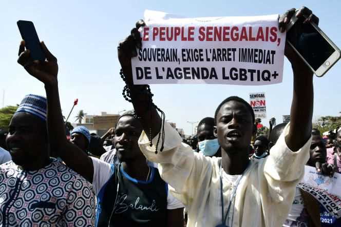 Demonstration against homosexuality organized by religious associations, on May 23, 2021, on the Place de l'Obélisque in Dakar.