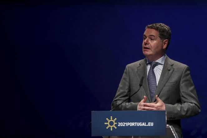 Irish Finance Minister Paschal Donohoe, also President of the Eurogroup, in Lisbon (Portugal) on May 21, 2021.