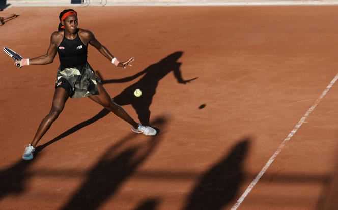 Coco Gauff, during her first round against Serbian Aleksandra Krunic, at Roland-Garros, on June 1.