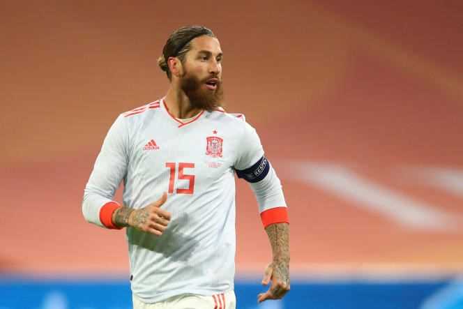 Sergio Ramos during a friendly match between Spain and the Netherlands on November 11, 2020, in Amsterdam.