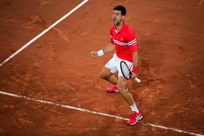 Novak Djokovic, during his Roland-Garros quarter-final against Matteo Berrettini.