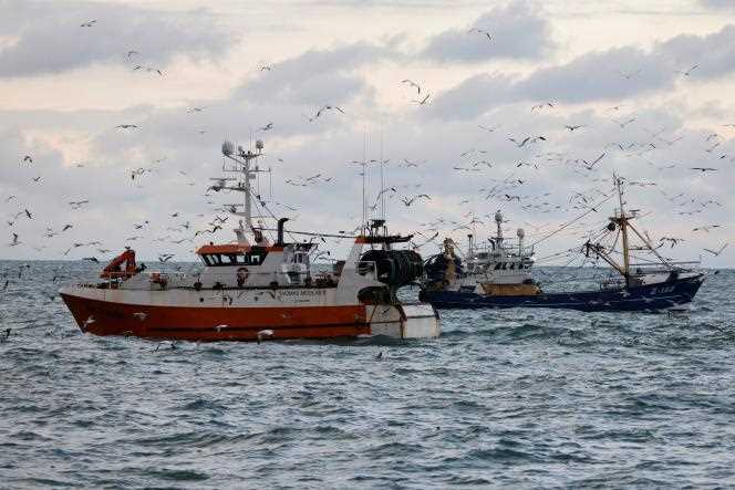 French and Dutch fishing boats in the North Sea, off the French coast, December 7, 2020. Fishing has been a subject of conflict with the United Kingdom since the entry into force of Brexit.