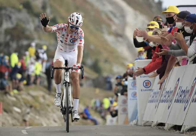 Frenchman Benoît Cosnefroy, September 16, 2020, at the finish of the 17th stage of the Tour, between Grenoble and the Col de la Loze, in Méribel (Savoie).