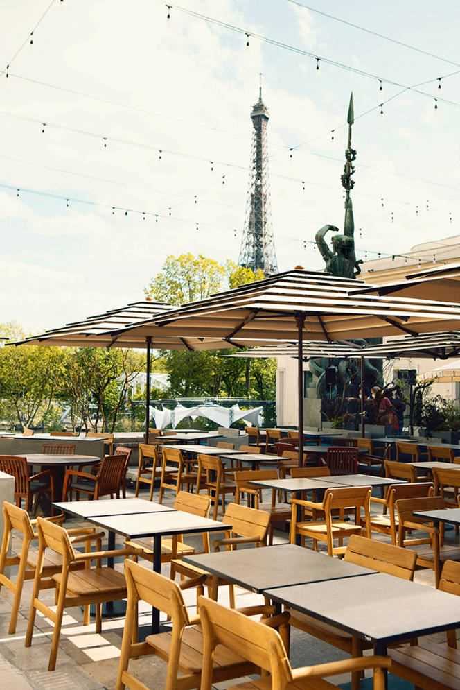 The terrace of the Forest restaurant, on the esplanade of the Museum of Modern Art, in Paris.