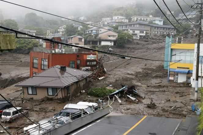 The landslide damaged the city of Atami, Japan, Saturday, July 3, 2021.