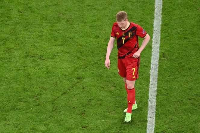 Belgian midfielder Kevin De Bruyne at the end of the Euro 2021 quarter-final between his team and the Italian squad on July 2.