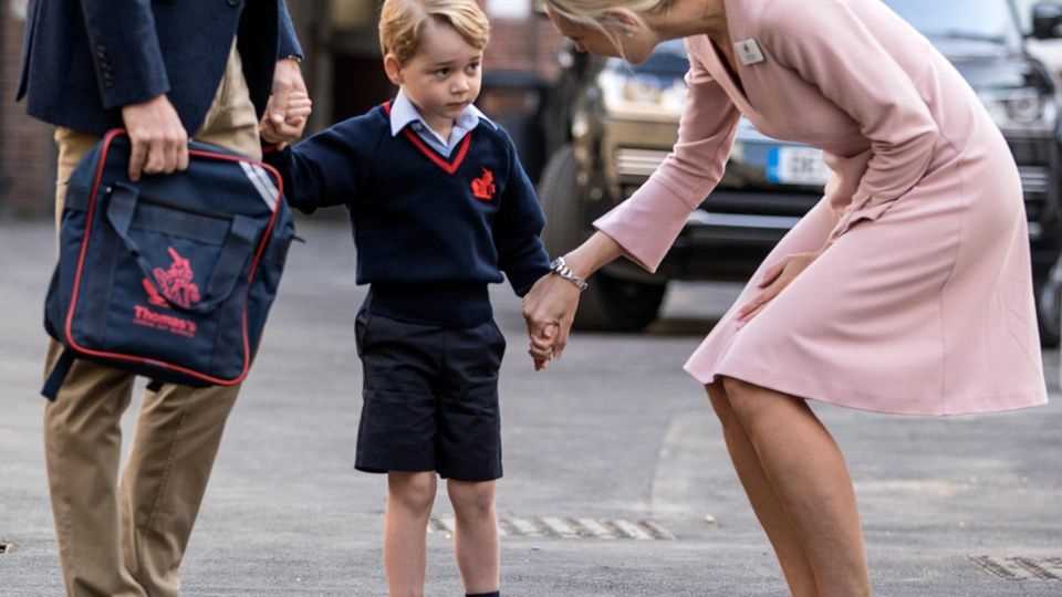Prince George wearing shorts on the day he started school