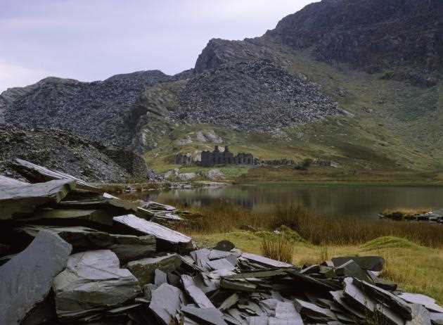 The landscapes created by slate mining in North West Wales (such as here the remains of the old Cwmorthin mine in the Gwynedd region), UK, are now on the Unesco World Heritage List.