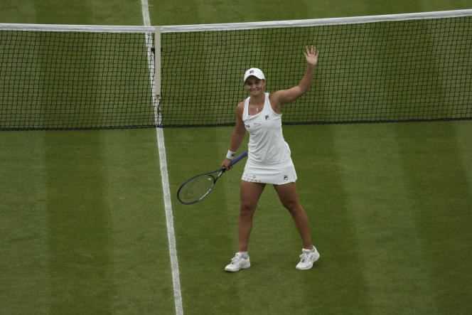 Australian Ashleigh Barty, after her quarter-final victory at Wimbledon, against her compatriot Ajla Tomljanovic on Tuesday 6 July.