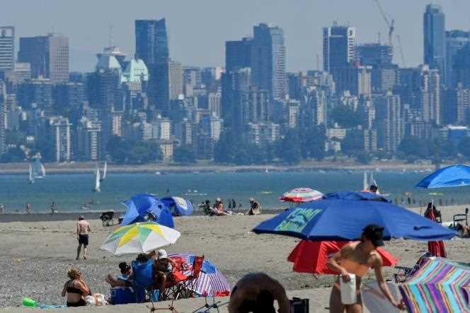 Residents of Vancouver, British Columbia, on the beach during the extreme heat wave over western Canada and the northwestern United States on June 27, 2021.