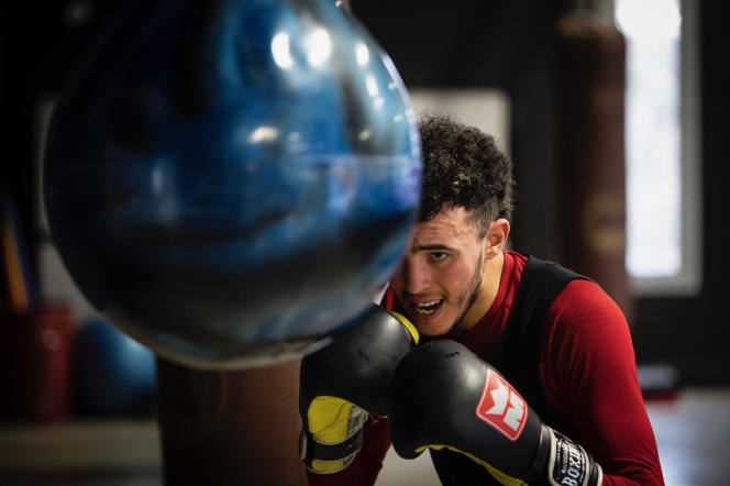 The French boxer Billal Bennama, in training, in Blagnac (Haute-Garonne), in January 2021.